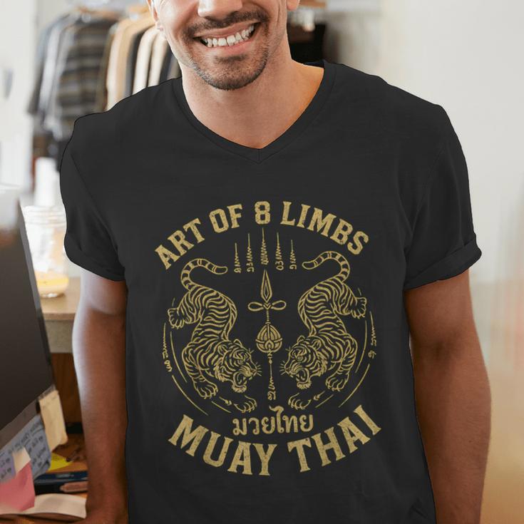 Art Of 8 Limbs MMA Tiger Muay Thai Fighter Muay Thai Men's V-Neck T-Shirt Art Of 8 Limbs MMA Tiger Muay Thai Fighter Muay Thai Men's V-Neck T-Shirt