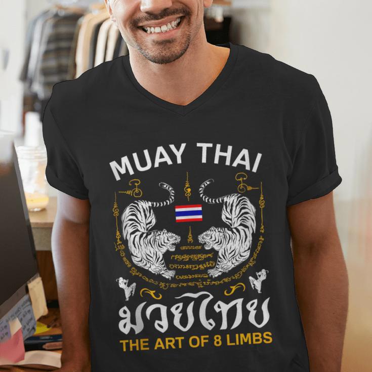 The Art Of 8 Limbs Sak Yant Tiger Muay Thai Men's V-Neck T-Shirt The Art Of 8 Limbs Sak Yant Tiger Muay Thai Men's V-Neck T-Shirt