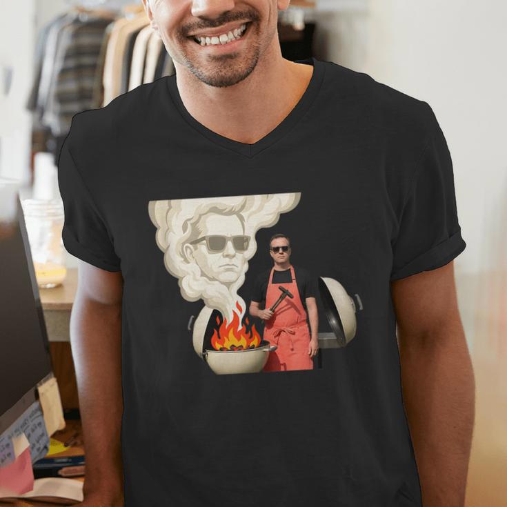 BBQ Dad Grilling Humor Men Backyard Men's V-Neck T-Shirt BBQ Dad Grilling Humor Men Backyard Men's V-Neck T-Shirt