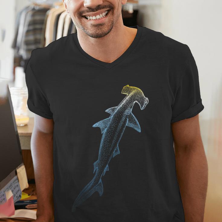 Beautiful Colors Swimming Hammerhead Shark Lovers Men's V-Neck T-Shirt