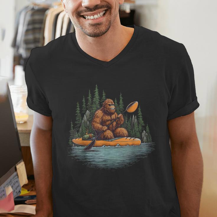 Bigfoot Kayak Paddling Lake Canoe Bigfoot Sasquatch Kayaking Men's V-Neck T-Shirt Bigfoot Kayak Paddling Lake Canoe Bigfoot Sasquatch Kayaking Men's V-Neck T-Shirt