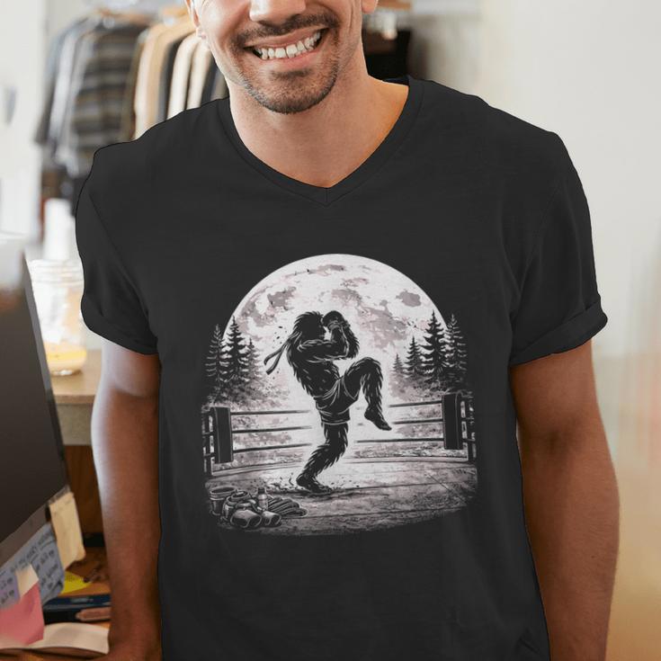 Bigfoot Muay Thai Boxer Martial Arts Sasquatch Men's V-Neck T-Shirt Bigfoot Muay Thai Boxer Martial Arts Sasquatch Men's V-Neck T-Shirt