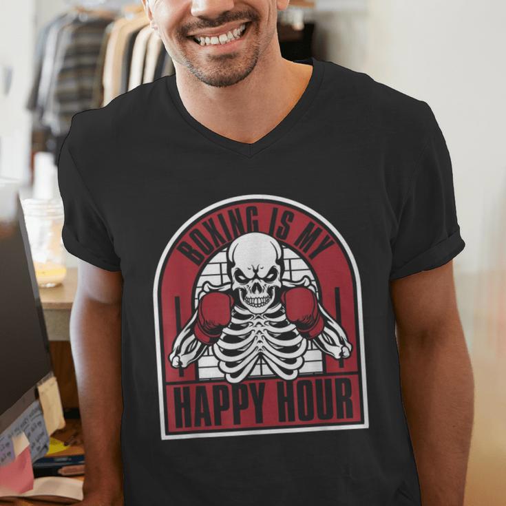 Boxing Is My Happy Hour Muay Thai Kickboxer Fan Boxing Men's V-Neck T-Shirt