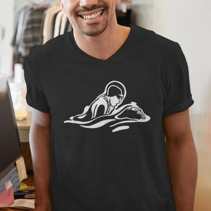 Breaststroke Swimming Stylized Design For Swimmers Men's V-Neck T-Shirt Breaststroke Swimming Stylized Design For Swimmers Men's V-Neck T-Shirt