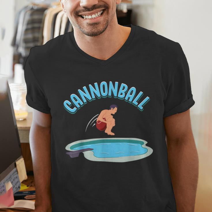 Cannonball Swimming Pool Fun Diving Diver Swimmer Cool Men's V-Neck T-Shirt