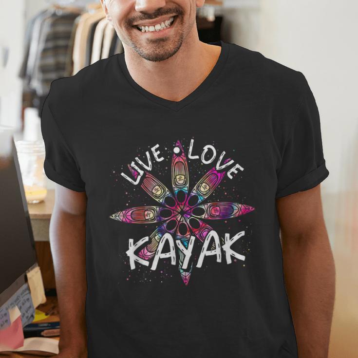 Canoe Boat Paddling Sport Kayaker Live Love Kayak Kayaking Men's V-Neck T-Shirt