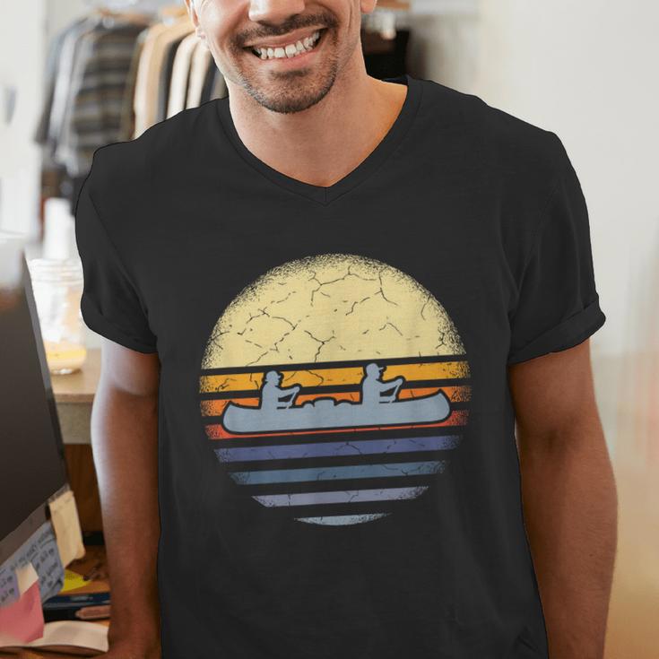 Canoe Canoeing Vintage Sunset Men's V-Neck T-Shirt