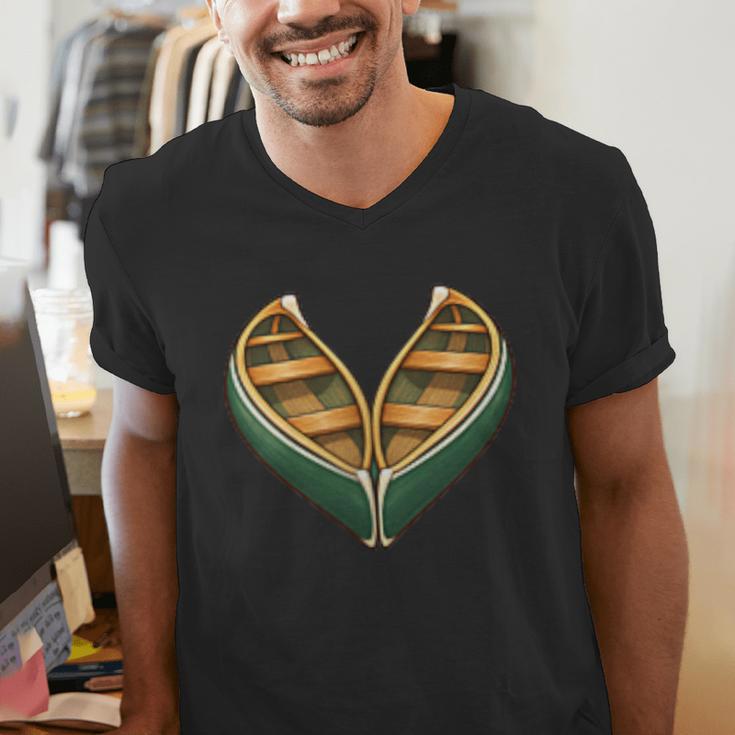 Canoe Heart Cute Minimalist Paddling Adventure Men's V-Neck T-Shirt