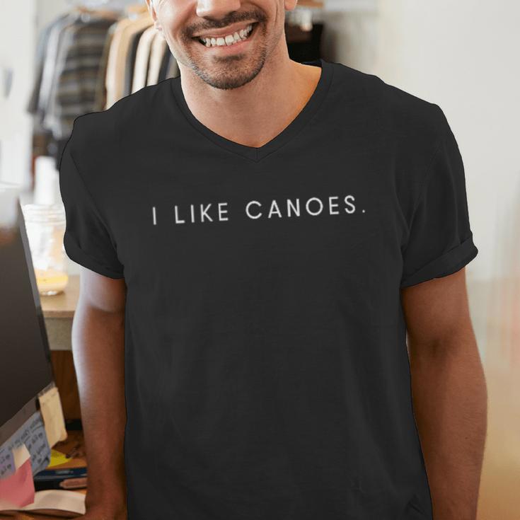 I Like Canoes Minimalist Statement Men's V-Neck T-Shirt