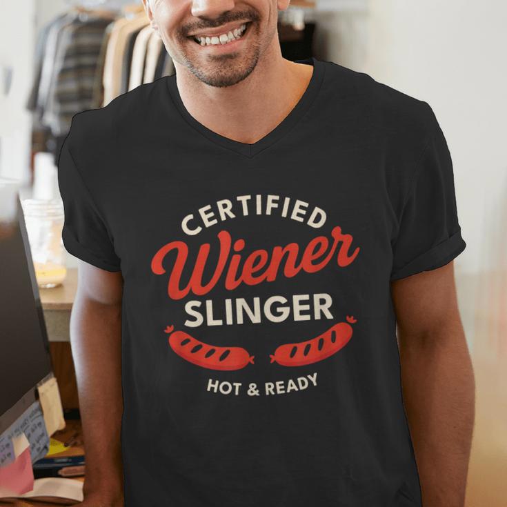 Certified Wiener Slinger BBQ Dad 4th Of July Men's V-Neck T-Shirt