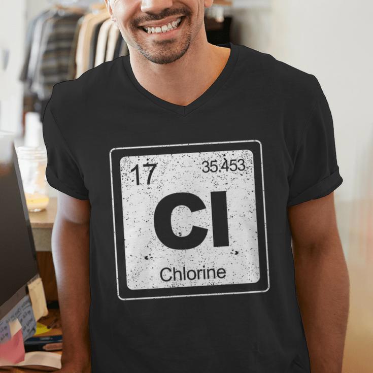 Chlorine Periodic Table Symbol Chemistry Swimming Dive Men's V-Neck T-Shirt Chlorine Periodic Table Symbol Chemistry Swimming Dive Men's V-Neck T-Shirt