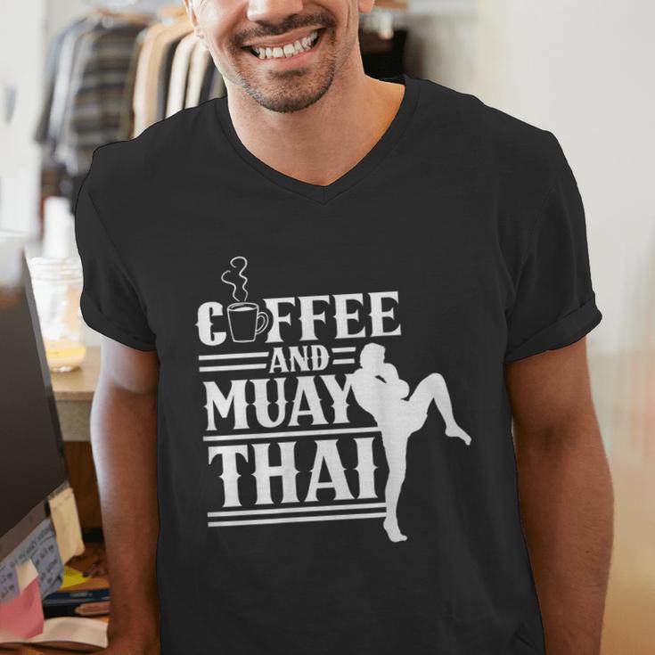 Coffee And Muay Thai Martial Arts Boxing Hobby Fighter Men's V-Neck T-Shirt