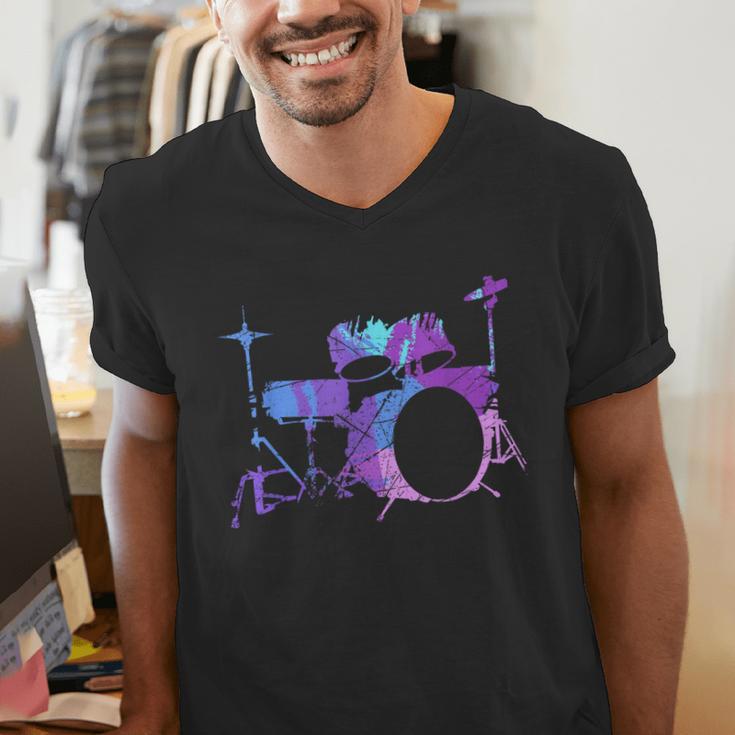 Cool Drum Kit Percussion Vintage Retro Drummer Costume Men's V-Neck T-Shirt Cool Drum Kit Percussion Vintage Retro Drummer Costume Men's V-Neck T-Shirt