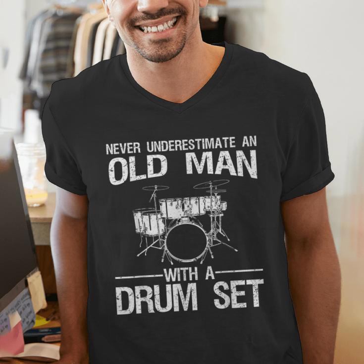 Cool Drummer Art Men Dad Drum Set Player Drum Kit Musician Men's V-Neck T-Shirt