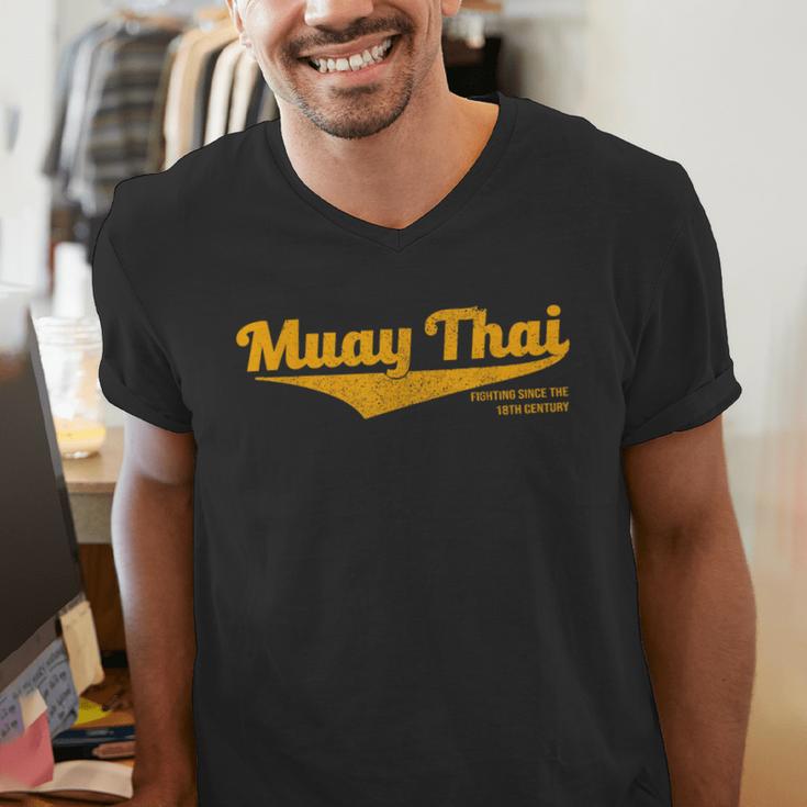 Distressed Muay Thai Kickboxing MMA BJJ Thailand T-Shirt Men's V-Neck T-Shirt Distressed Muay Thai Kickboxing MMA BJJ Thailand T-Shirt Men's V-Neck T-Shirt