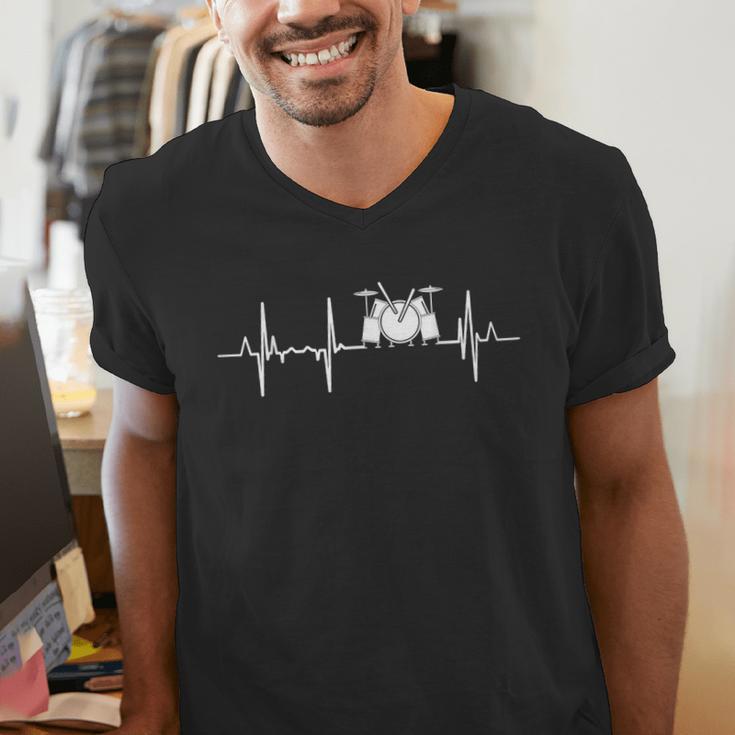 Drum Kit Cardiogram Drum Musician ECG Men's V-Neck T-Shirt Drum Kit Cardiogram Drum Musician ECG Men's V-Neck T-Shirt