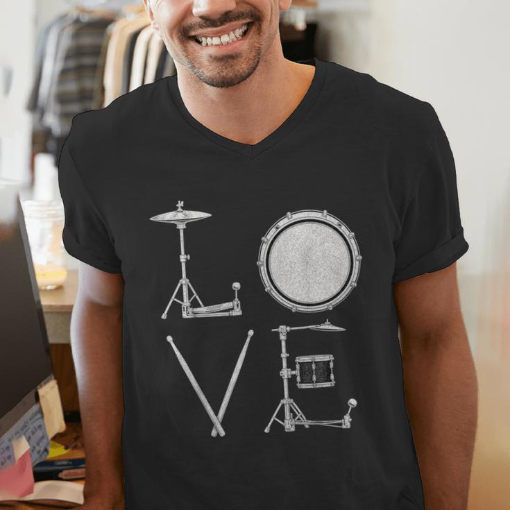 Drum Kit Love Illustration For Music Enthusiasts Men's V-Neck T-Shirt