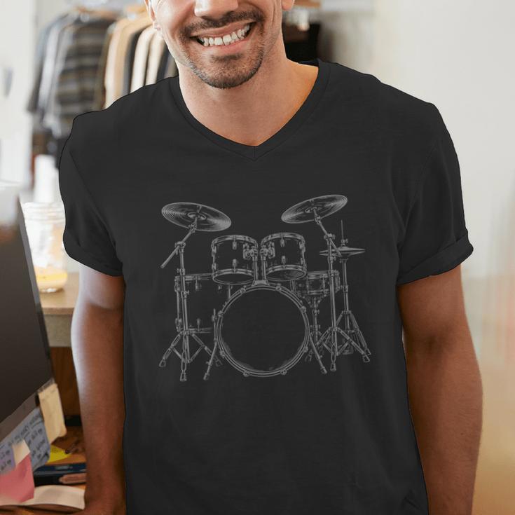 Drum Kit Rock Music Percussion Men's V-Neck T-Shirt Drum Kit Rock Music Percussion Men's V-Neck T-Shirt