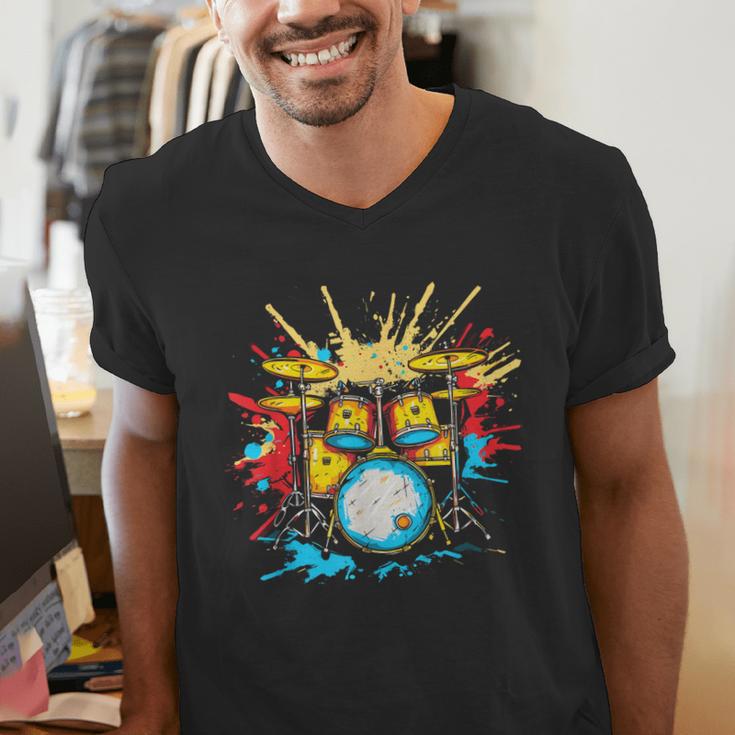Drum Kit Steamwave Music Band Men's V-Neck T-Shirt Drum Kit Steamwave Music Band Men's V-Neck T-Shirt