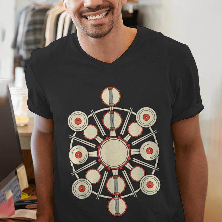 Drummer Drum Kit Mandala Percussionist Music Lover Men's V-Neck T-Shirt Drummer Drum Kit Mandala Percussionist Music Lover Men's V-Neck T-Shirt