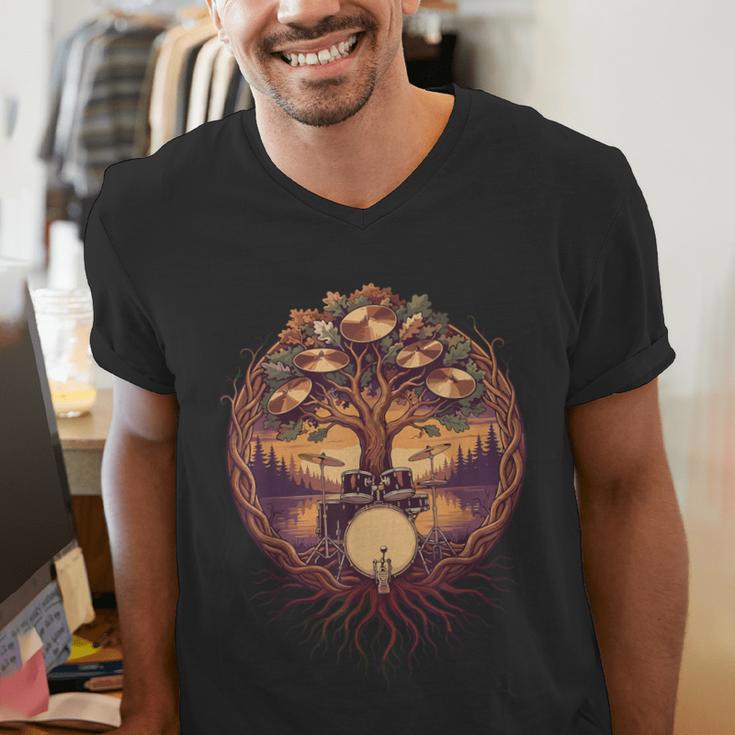 Drummer Drum Kit Musician Percussion Player Men's V-Neck T-Shirt Drummer Drum Kit Musician Percussion Player Men's V-Neck T-Shirt
