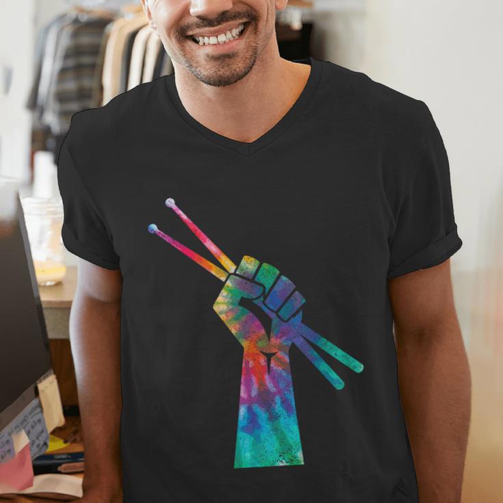 Drummer Drum Kit Tie Dye Hippie Drummer Men's V-Neck T-Shirt Drummer Drum Kit Tie Dye Hippie Drummer Men's V-Neck T-Shirt