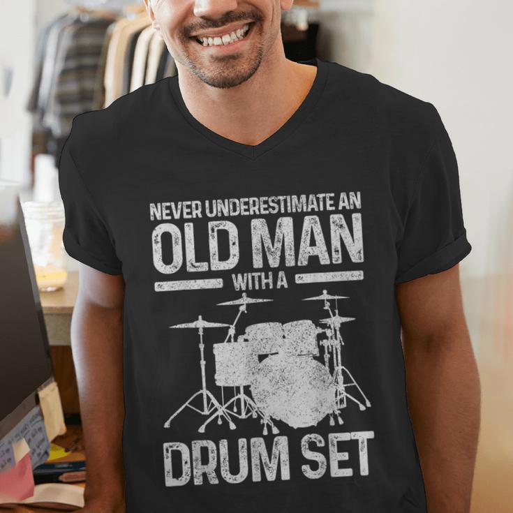 Drummer Drum Kit Vintage Drummer Men's V-Neck T-Shirt Drummer Drum Kit Vintage Drummer Men's V-Neck T-Shirt