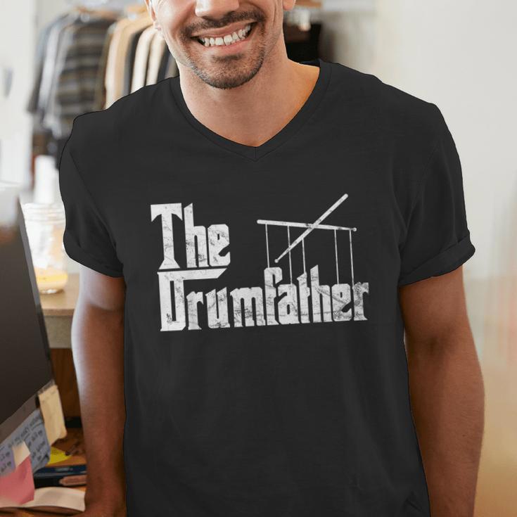 Drummer Humor The Drumfather Drum Kit Men's V-Neck T-Shirt Drummer Humor The Drumfather Drum Kit Men's V-Neck T-Shirt