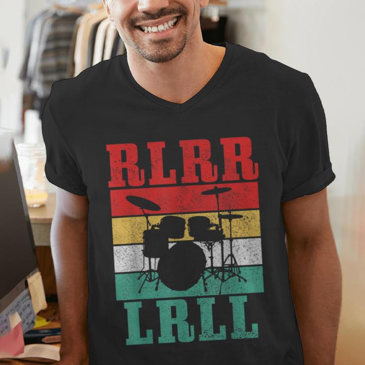 Drummer RLRR LRLL Vintage Drum Kit Men's V-Neck T-Shirt Drummer RLRR LRLL Vintage Drum Kit Men's V-Neck T-Shirt