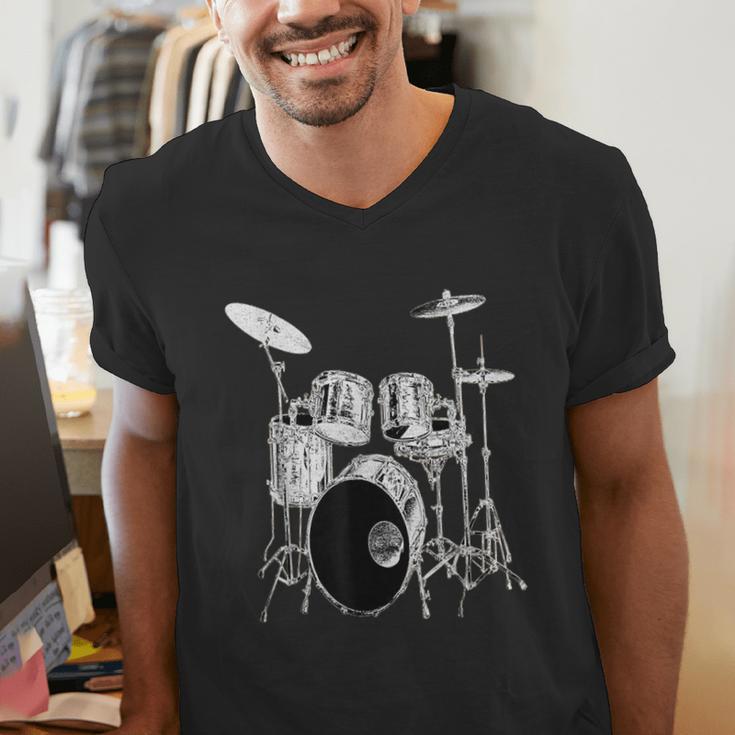 Drums Drum Kit Music Men's V-Neck T-Shirt Drums Drum Kit Music Men's V-Neck T-Shirt