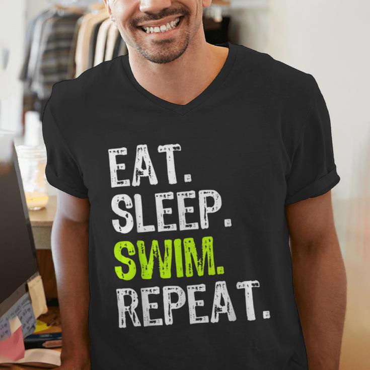Eat Sleep Swim Repeat Swimming Swimmer Cool Men's V-Neck T-Shirt