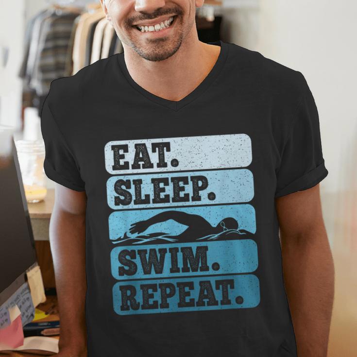 Eat Sleep Swim Vintage Swimming Lover Swimmer Men Women Men's V-Neck T-Shirt Eat Sleep Swim Vintage Swimming Lover Swimmer Men Women Men's V-Neck T-Shirt