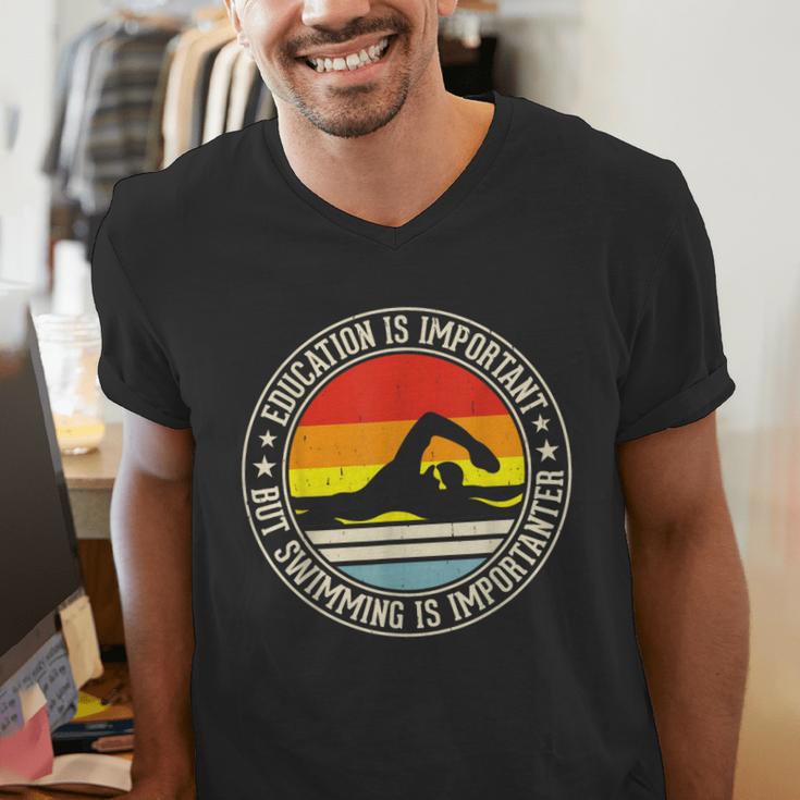 Education Is Important But Swimming Is Importanter Men's V-Neck T-Shirt