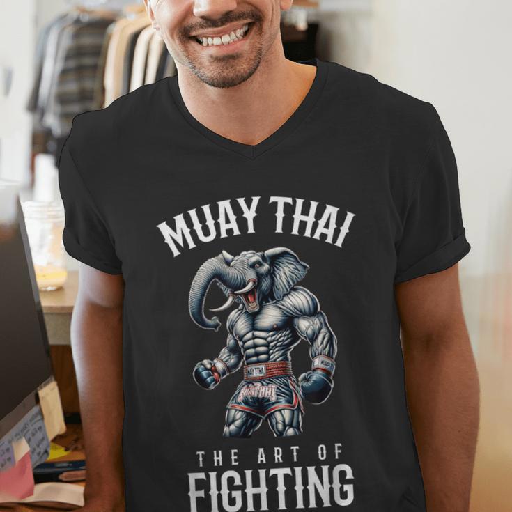 Elephant Muay Thai Kickboxing And Elephant Thai Boxing Men's V-Neck T-Shirt Elephant Muay Thai Kickboxing And Elephant Thai Boxing Men's V-Neck T-Shirt