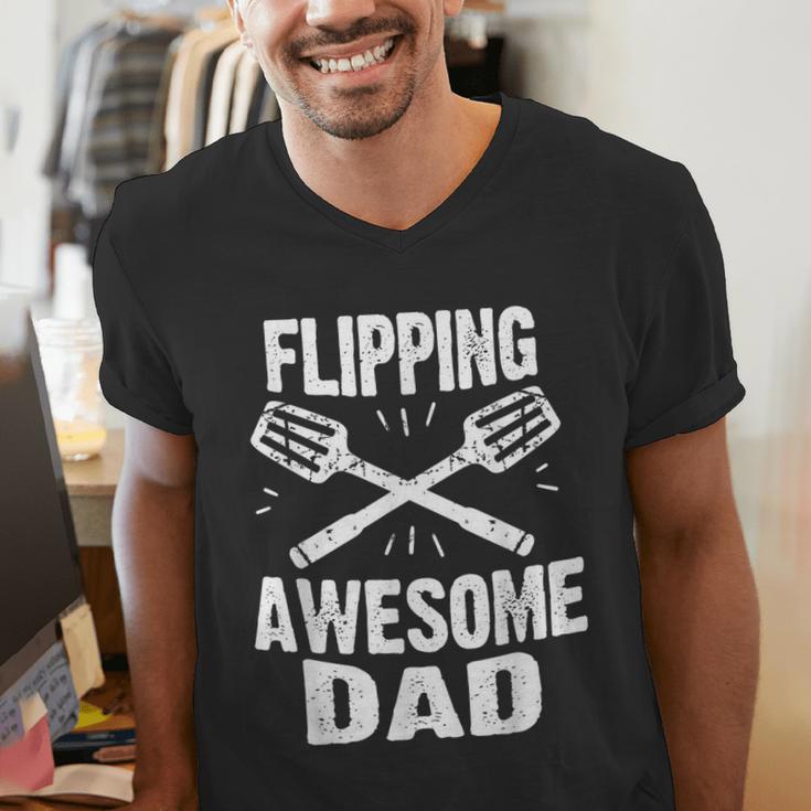 Flipping Awesome BBQ Dad Shirt Grilling Father's Day Men's V-Neck T-Shirt