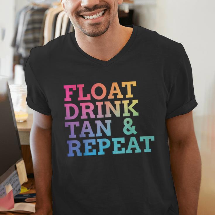 Float Drink Tan Repeat Summer Swimming Beach Pool Vacation Men's V-Neck T-Shirt Float Drink Tan Repeat Summer Swimming Beach Pool Vacation Men's V-Neck T-Shirt