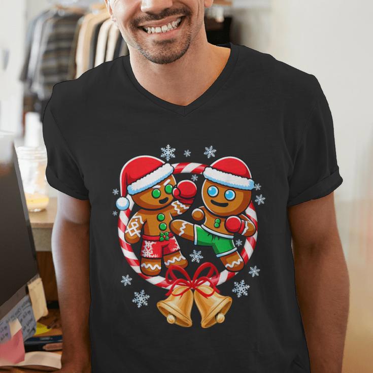 Gingerbread Cookies Christmas Fighting Muay Thai Men's V-Neck T-Shirt Gingerbread Cookies Christmas Fighting Muay Thai Men's V-Neck T-Shirt