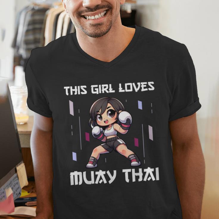 This Girl Loves Muay Thai Muay Thai Girls Kids Men's V-Neck T-Shirt This Girl Loves Muay Thai Muay Thai Girls Kids Men's V-Neck T-Shirt