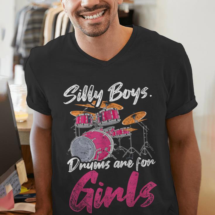Girls Boys Kids Drummer Drum Kit Men's V-Neck T-Shirt Girls Boys Kids Drummer Drum Kit Men's V-Neck T-Shirt