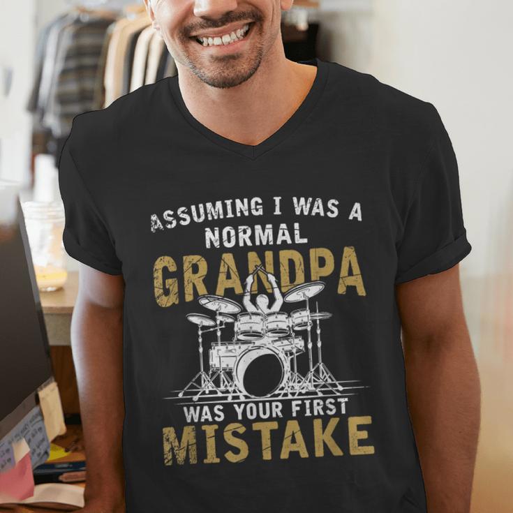 Grandpa Drummer Father's Day Drum Kit Men's V-Neck T-Shirt Grandpa Drummer Father's Day Drum Kit Men's V-Neck T-Shirt