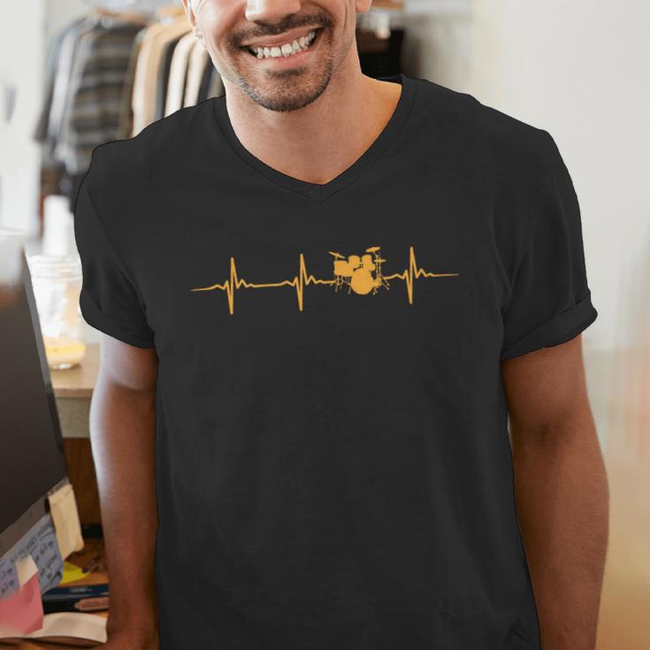 Great Drum Kit Heartbeat Drummer Men's V-Neck T-Shirt