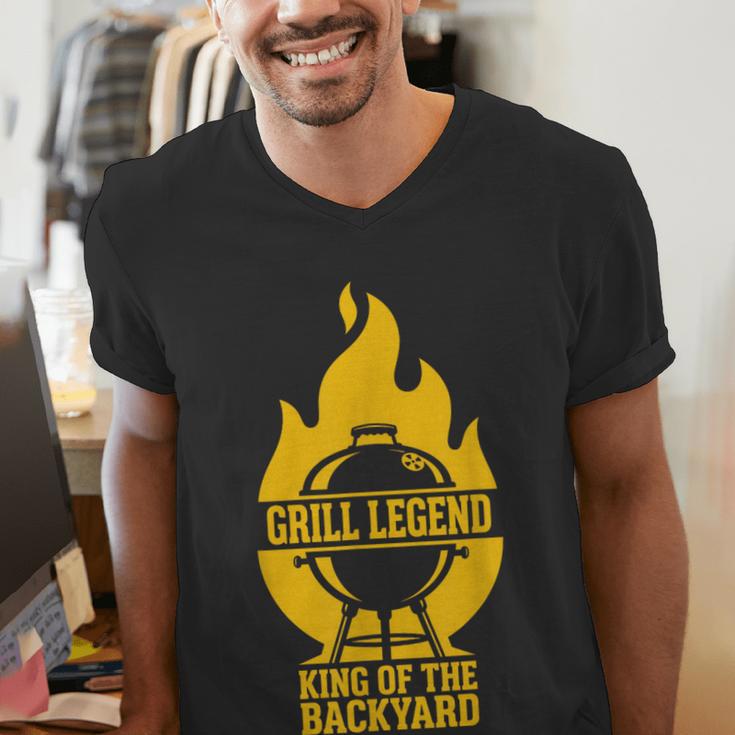 Grill Legend King Of The Backyard BBQ Dad Humor Chef Men's V-Neck T-Shirt