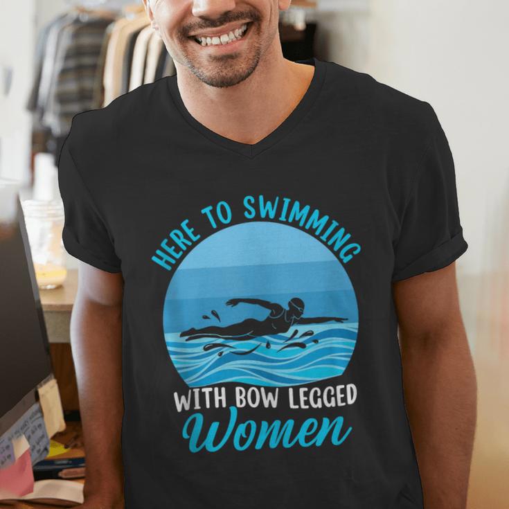 Here's To Swimming With Bow Legged Women Swimming Men's V-Neck T-Shirt Here's To Swimming With Bow Legged Women Swimming Men's V-Neck T-Shirt
