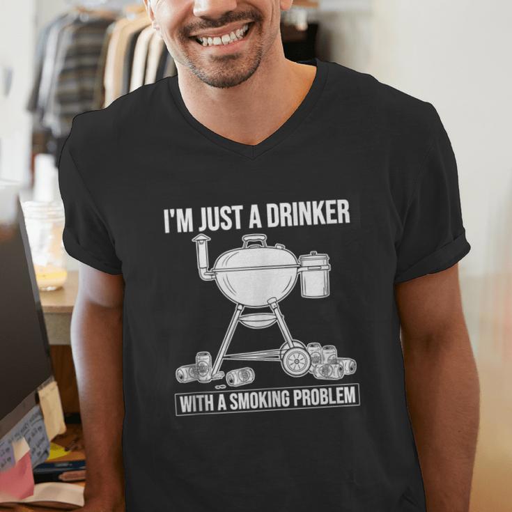 I'm Just A Drinker With A Smoking Problem BBQ Dads Grilling Men's V-Neck T-Shirt