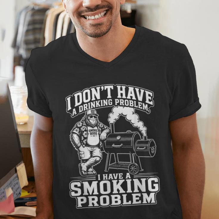 I'm Just A Drinker With A Smoking Problem Grilling BBQ Dad Men's V-Neck T-Shirt