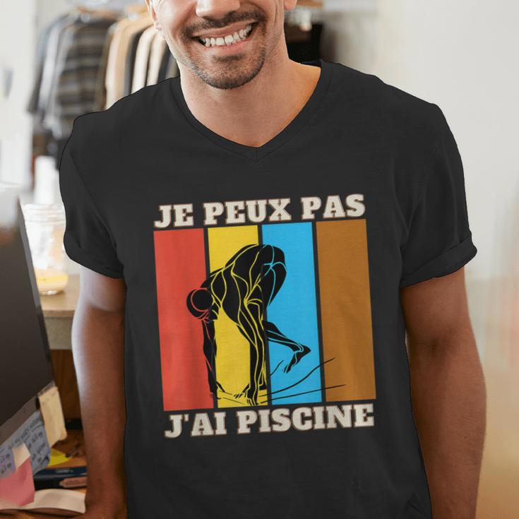 Je Peux Pas J'Ai Piscine Swimming Humour Retro Swimming Pool Men's V-Neck T-Shirt