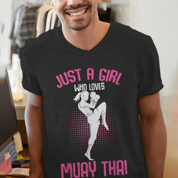 Just a Girl Who Loves Muay Thai Kids Girls Men's V-Neck T-Shirt Just a Girl Who Loves Muay Thai Kids Girls Men's V-Neck T-Shirt