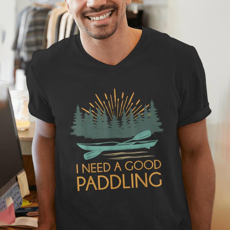 Kayaking Outdoor Water Sports Canoeing Paddle Kayak Men's V-Neck T-Shirt Kayaking Outdoor Water Sports Canoeing Paddle Kayak Men's V-Neck T-Shirt