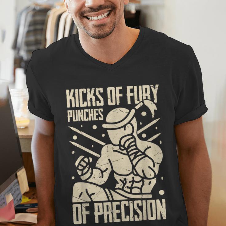Kicks Of Fury Punches Of Precision Muay Thai Men's V-Neck T-Shirt Kicks Of Fury Punches Of Precision Muay Thai Men's V-Neck T-Shirt