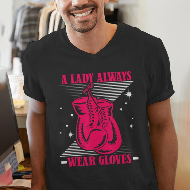 A Lady Always Wear Gloves Kickboxer Fan Muay Thai Boxing Men's V-Neck T-Shirt A Lady Always Wear Gloves Kickboxer Fan Muay Thai Boxing Men's V-Neck T-Shirt